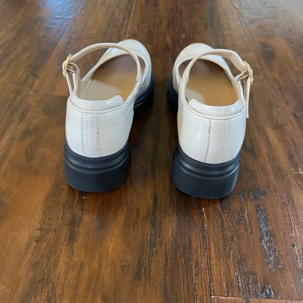 Secret Celebrity Patent Chunky Ivory Cream Mary Jane Platform Shoes Size 8